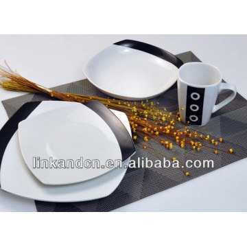 KC-00164 / Keramik rundes Abendessen Set / Chocolat Streifen Design